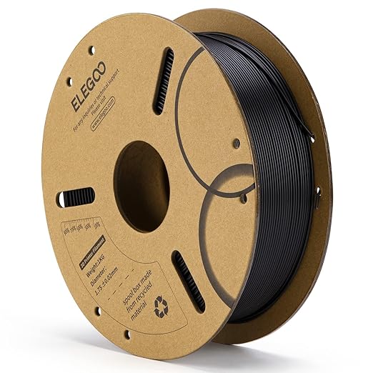 ELEGOO PLA Filament 1.75mm Black 1KG, 3D Printer Filament Dimensional Accuracy +/- 0.02mm, 1kg Cardboard Spool(2.2lbs) 3D Printing Filament Fits for Most FDM 3D Printers